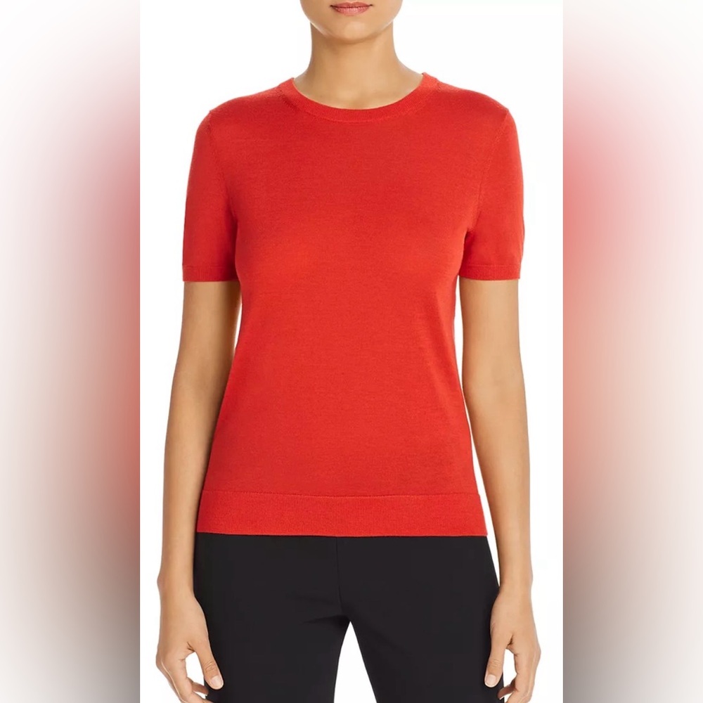 Hugo Boss Red Falyssa Short-Sleeve Wool Sweater M